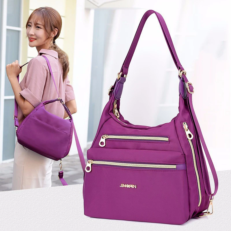 Nylon Shoulder Bag  Women Waterproof Crossbody Bag Large Capacity Messenger Bag Multifunction Travel Female Handbag Lady Purse