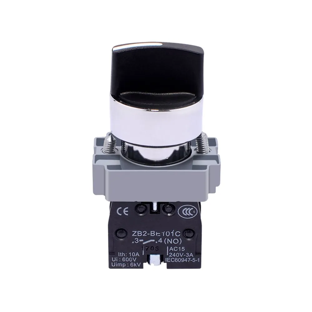 1PCS 3 Position 2NO Momentary Rotary Select Selector Switch XB2BD53C 600V 10A 22mm Mounting Hole