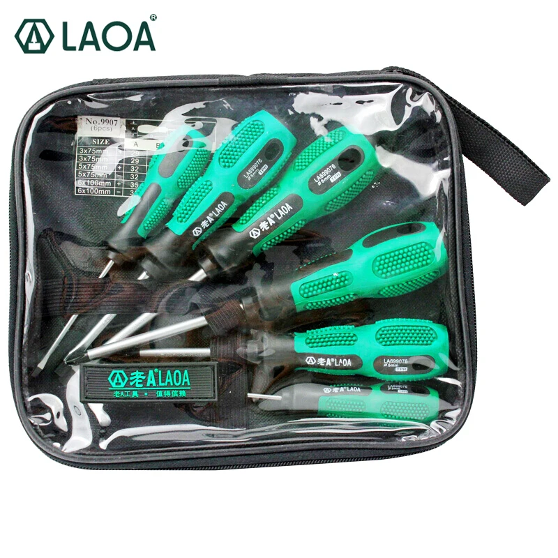 LAOA 6pcs Set di Cacciaviti Strumenti di Riparazione Domestica CR-V Magnetico Kit di Cacciaviti Phillips Cacciavite Cacciavite Dritto