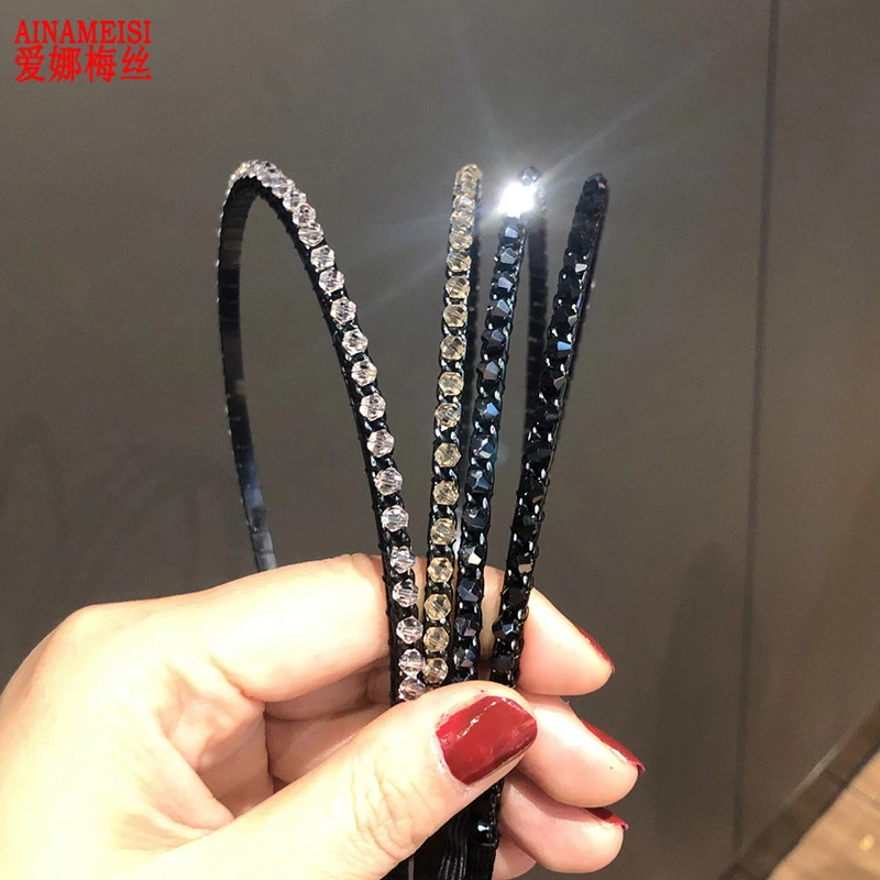 AINAMEISI Popular New Retro Temperament Fine Baroque Rhinestone Headband Washing Face Korean Headdress Hair Accessories Gift