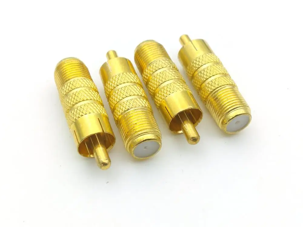 4 Stuks Vergulde Rca Male Plug Naar F Female Coax Jack Adapter Connector Kabel Koppeling
