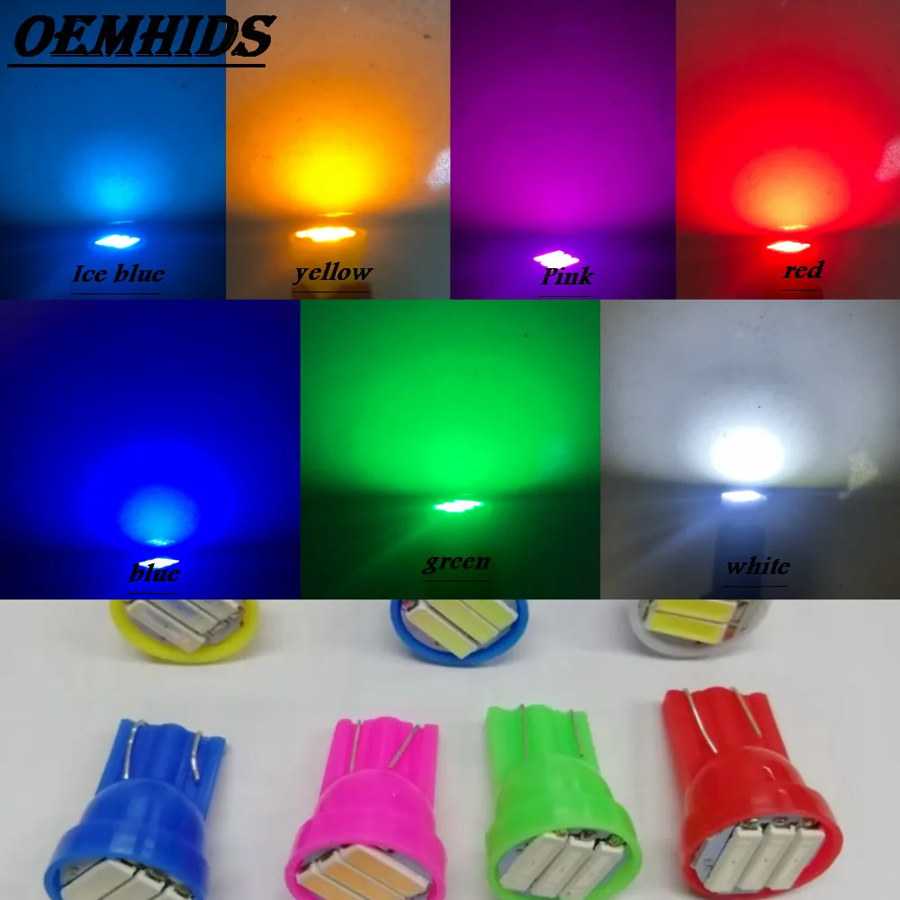 OEMHIDS LED Meter Bulb T10 7020 3SMD Width Indicator Light W5w Reading Light Indicating License Plate Light Non-CANBUS 1 Pair