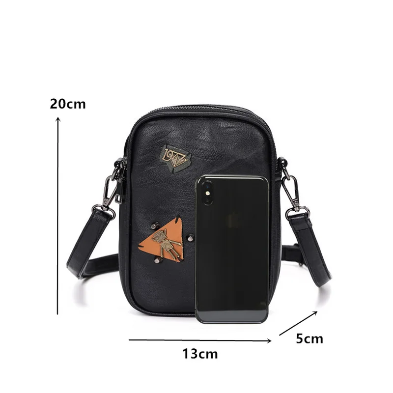 Mini Crossbody Bag Men Fashion Badge Shoulder Bag Male PU Leather Mobile Phone Bag Crossbody Bag Men Messenger Bags Handbag