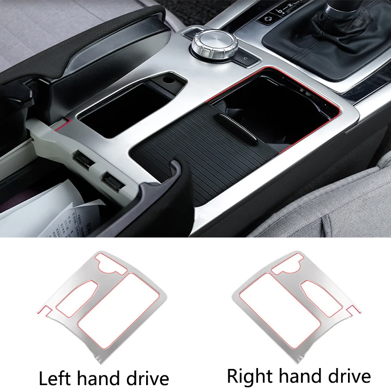 Car Interior Gear Shift Armrest Panel Water Cup Holder Cover Trim Car Sticker Accessories LHD RHD For Mercedes Benz C Class W204