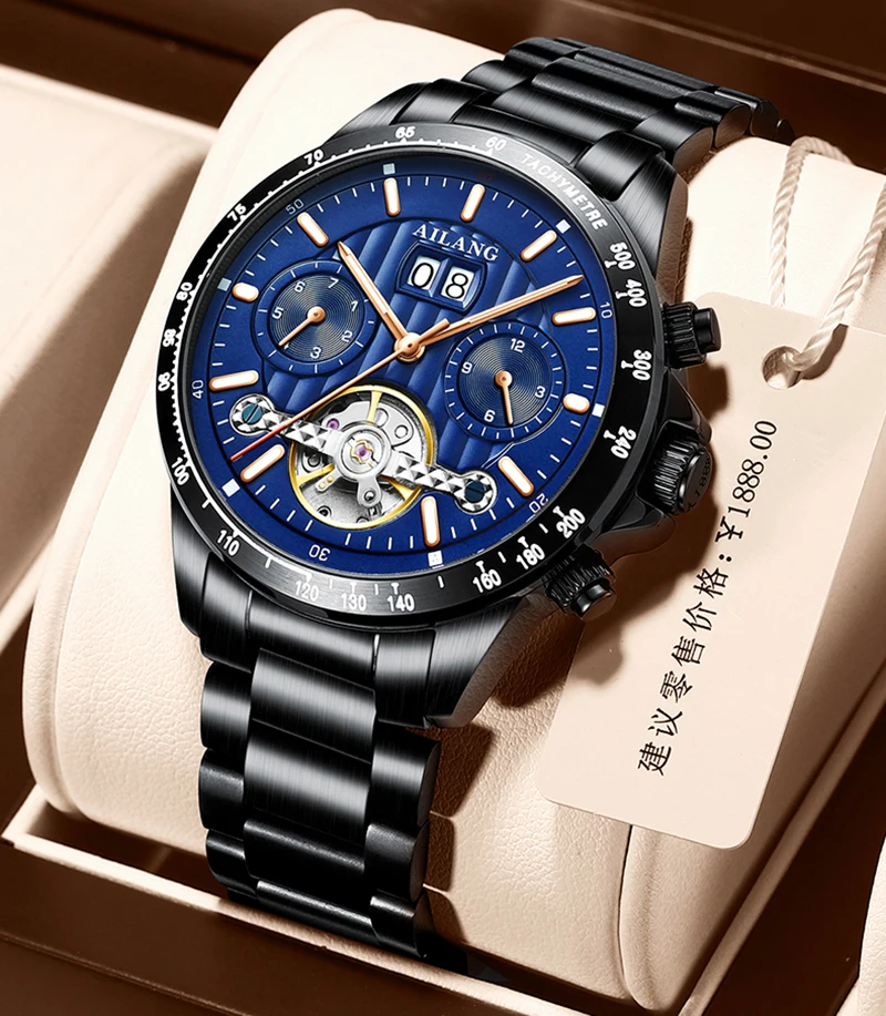 

AILANG 2022 new men's mechanical clockwork watch top stainless steel belt waterproof watch