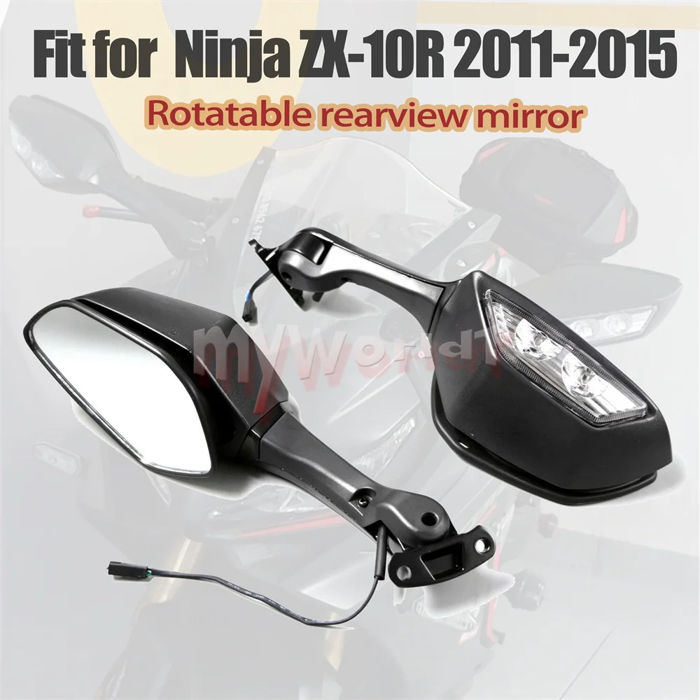 

Fit For Kawasaki Ninja ZX10R 2011 - 2015 Rotatable Rearview Mirror Turn Signal ZX-10R ZX 10R