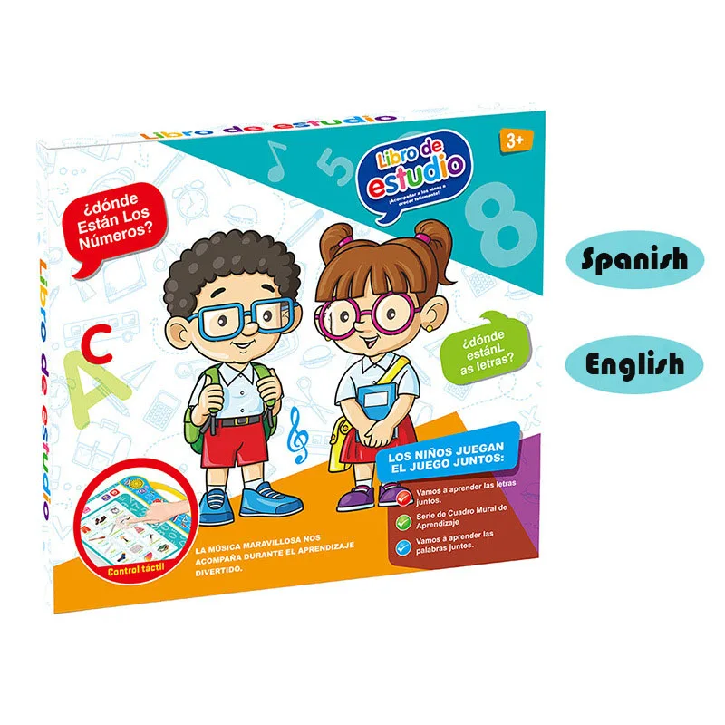 Study Spanish and English Voice Electronic Book Children\'s Early Education Finger Point reading Smart Toys Baby Language e-books