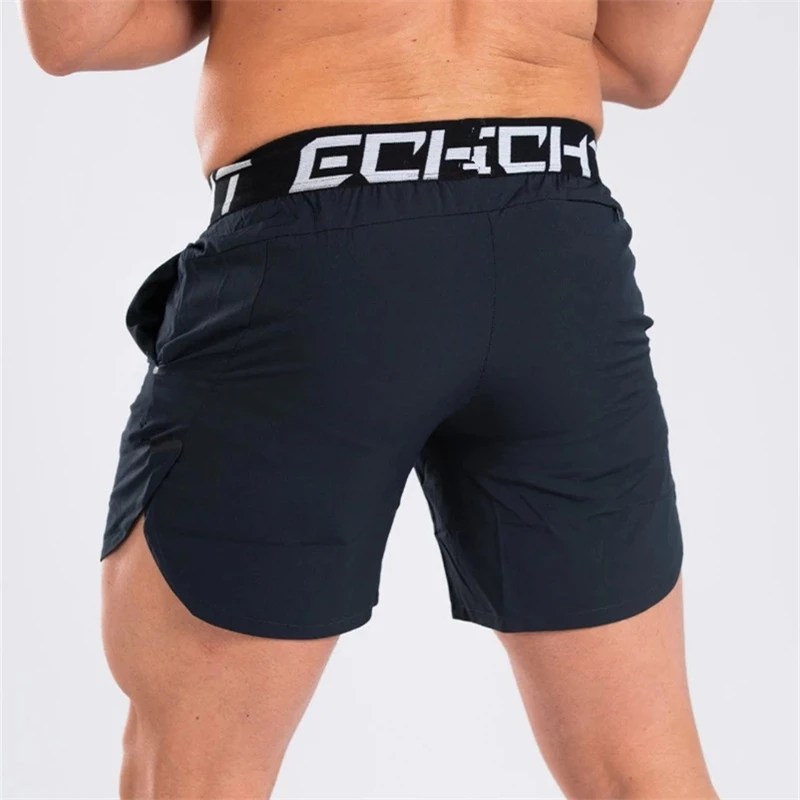 Summer Mens Gym Fitness Shorts Run Jogging Sports Loose Cool Breathable Quick Dry Bodybuilding Sportswear Male Short Pants