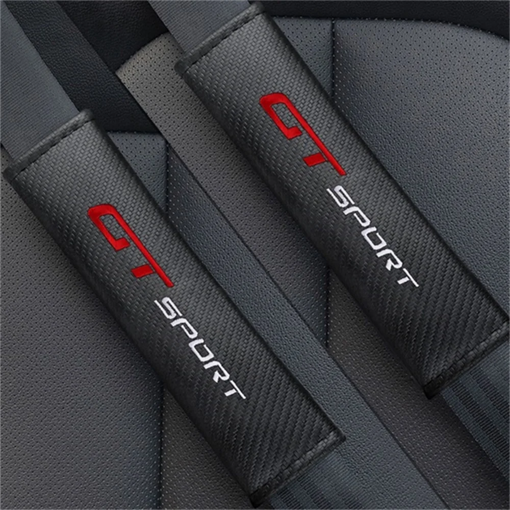 1/2PCS Carbon Fiber Car Sefety Seat Belt Cover for Child Adult Shoulder Protector Cushion GT Sport Emblem Car Interior Accessory