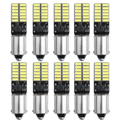 10PCS BA9S T4W T11 LED Bulbs Canbus 4014 24 SMD No Error Interior Reading Lights Car Parking Light License Plate Bulbs White 12V