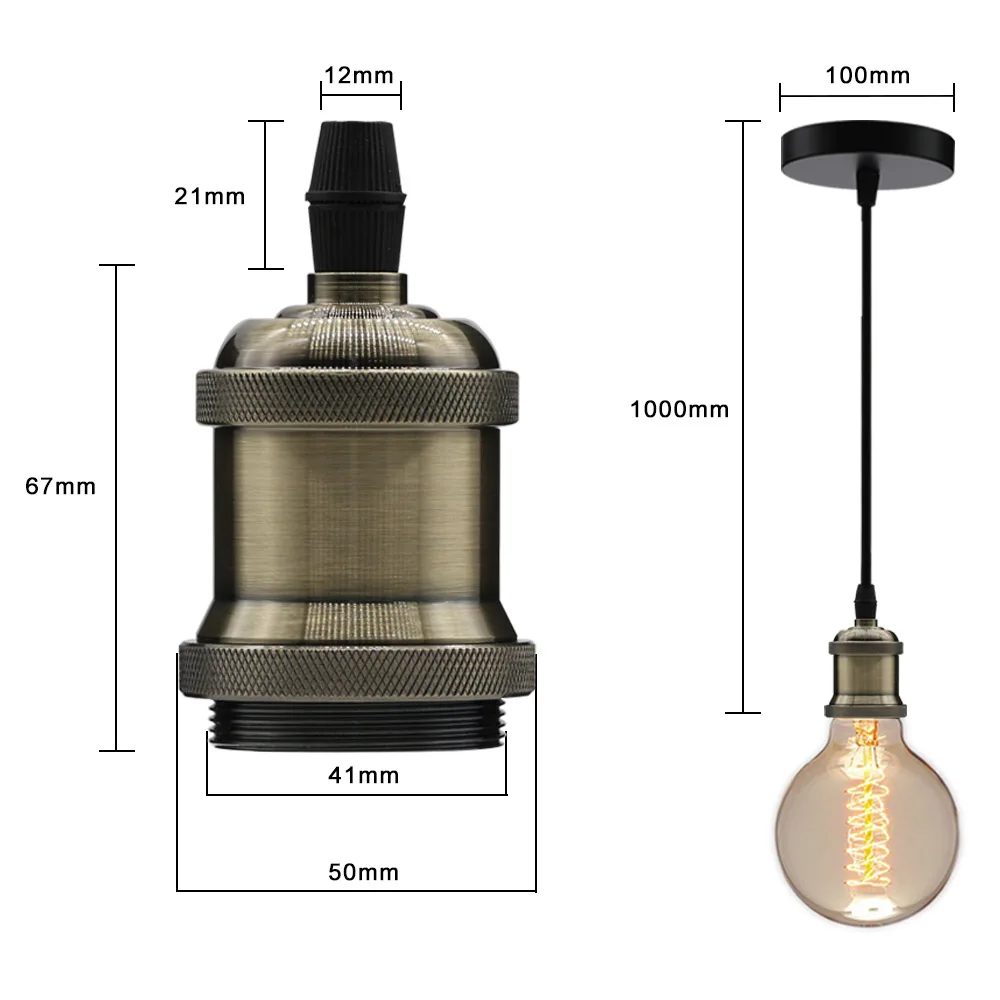 110V 220V Vintage E27 Lamp Holder Socket Aluminum Retro Edison Lamp Bases Industrial Pendant Lights Switch Screw Fitting Socket