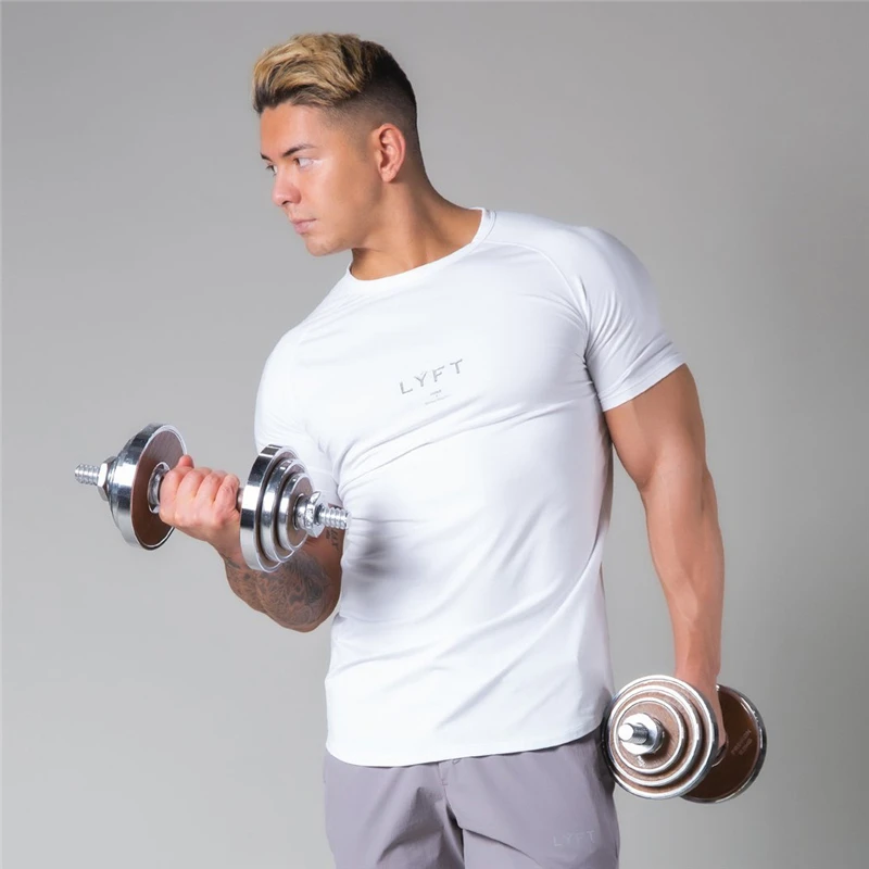 

2022 Summer Letter Print Short Raglan Sleeve T Shirt Running Men Gym T-Shirt Male Fitness Bodybuilding Workout Skinny Tees Tops