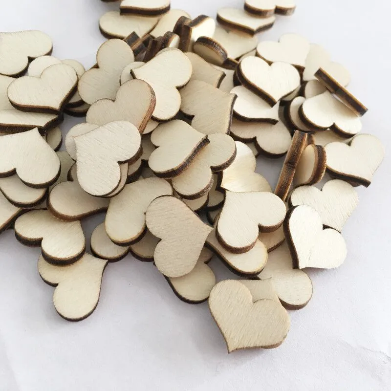 100pcs 17mm Blank Wood Heart Shape For Board Games DIY Chesss pieces Accessories