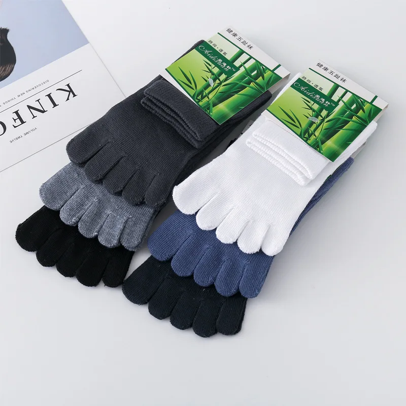 Toe Socks Men Five Fingers Socks Breathable Cotton Socks Sports Running Solid Color Black White Grey Blue khaki coffee Sox Male