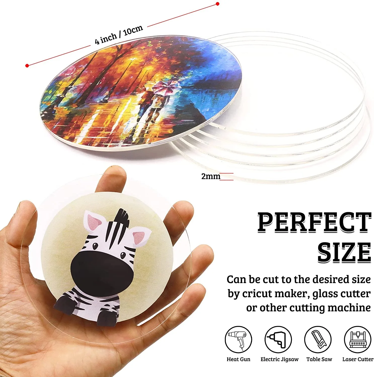 20/30/40PCS Round Clear Circle Acrylic Sheet Blank Acrylic Clear Plastic Disc for Children DIY Painted Art Project 2mm Thick