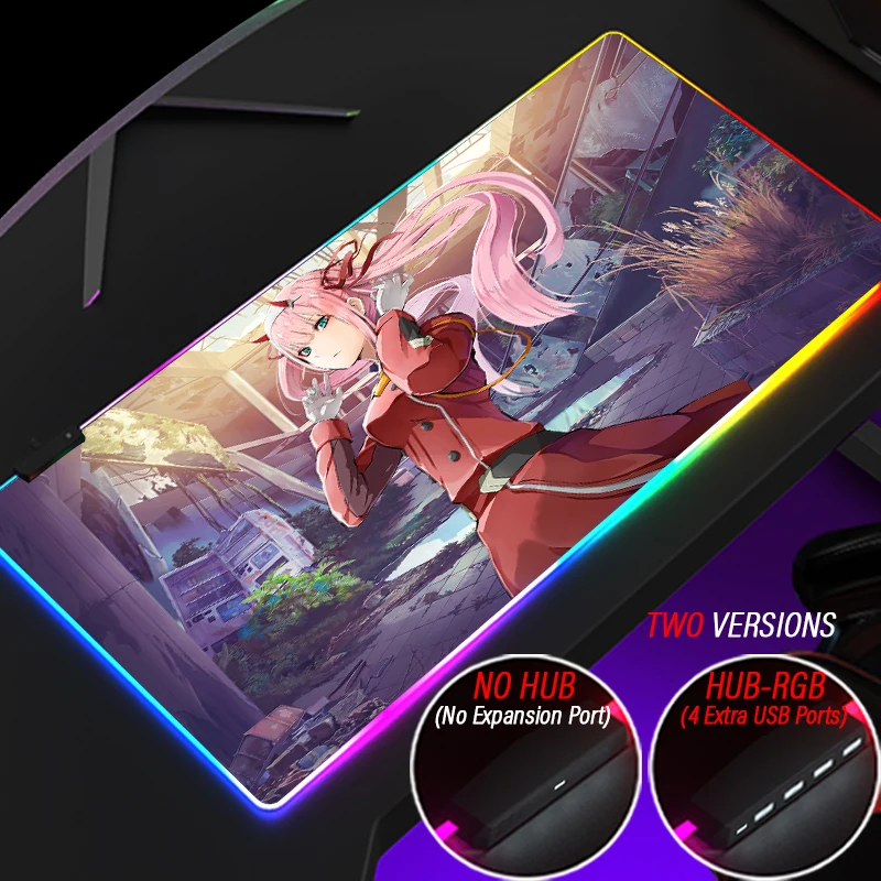 Hot RGB บุคลิกภาพ Luminous ZERO สองแผ่น Pad HUB 4พอร์ต USB DARLING ใน FRANXX Mousepad HD การพิมพ์ที่กำหนดเอง mat