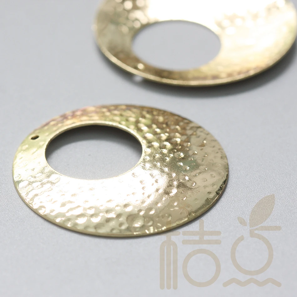 DIY Supply-Premium Plated Solid Brass Finding Hammered Curved Circle - 35.6mm (3973C)