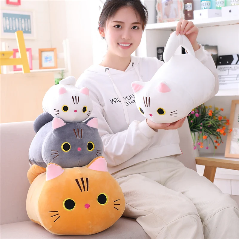 Kawaii Cat Long Pillow Sofa Cushion Plush Toy Stuffed Cartoon Cat Animal Doll for Lovely Gift