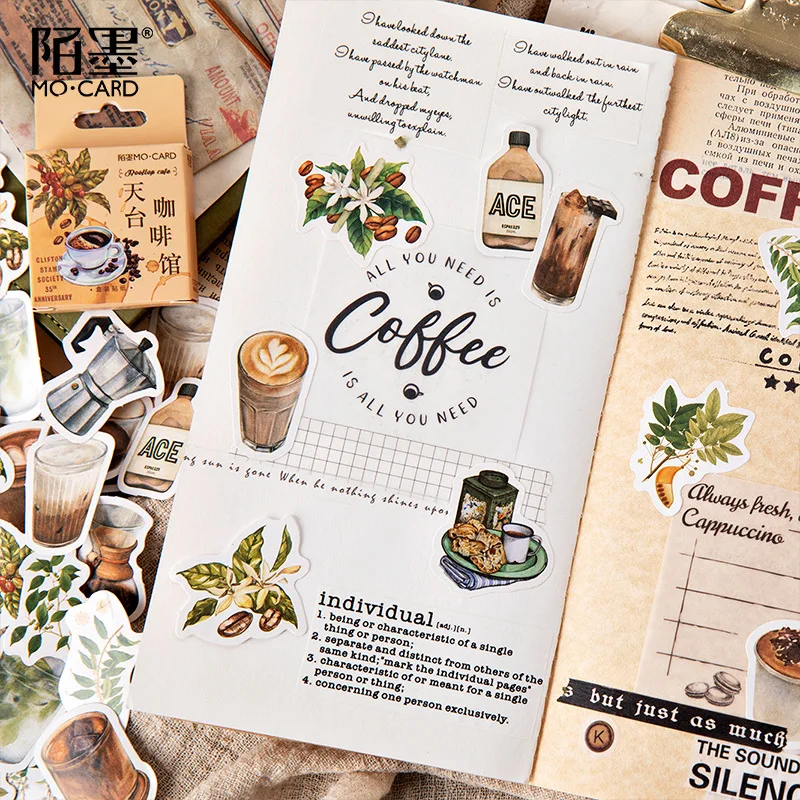 45pcs/pack Vintage Rooftop Coffee Shop Stickers Set Scrapbooking Stickers For Journal Planner Diy Crafts Scrapbooking Diary image 3
