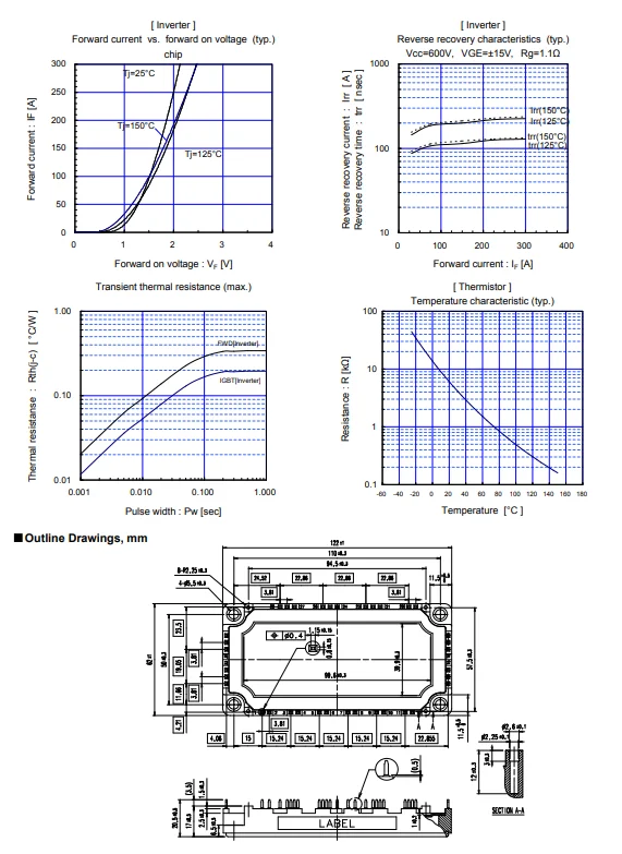 Original 6MBI150VB-120-50 IGBT módulo 6MBI100VB-120-50 1200V