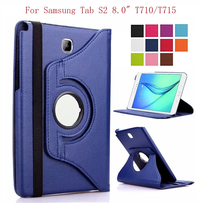 

360 Degree Rotating Smart Case For Samsung Galaxy Tab S2 8.0 T710/T713/T715/T719 PU Leather Flip Stand Holder Tablet Cover Shell