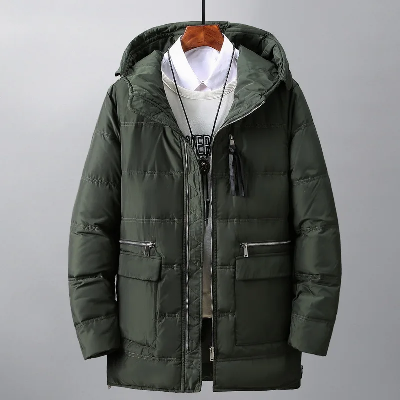 Winter Down Jacket Men White Duck Feather Filling Down Coat Hooded Outwear Plus Size High Quality Thick Warm Overcoat