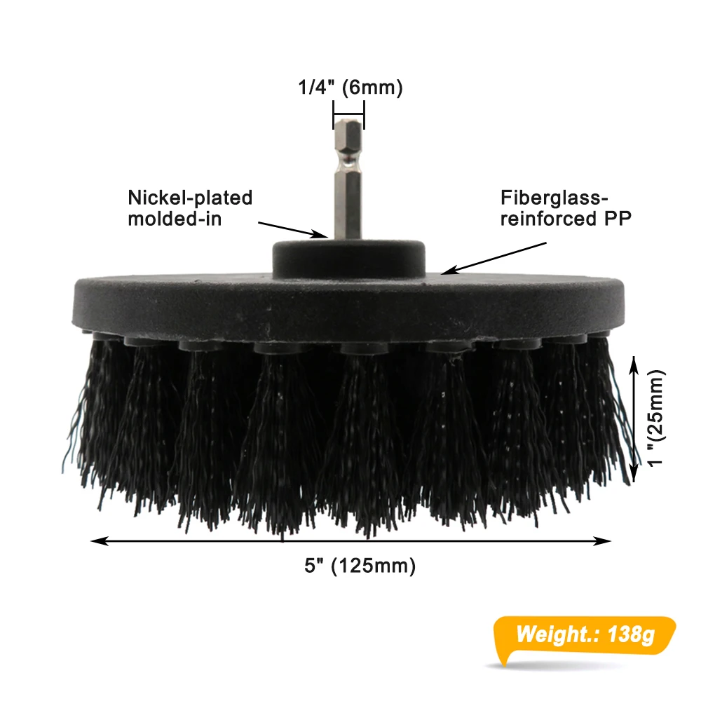 5-inch Electric Brush Cleaning Tool is Used for Car Seat Leather Floor Household Bathroom Nylon Brushes