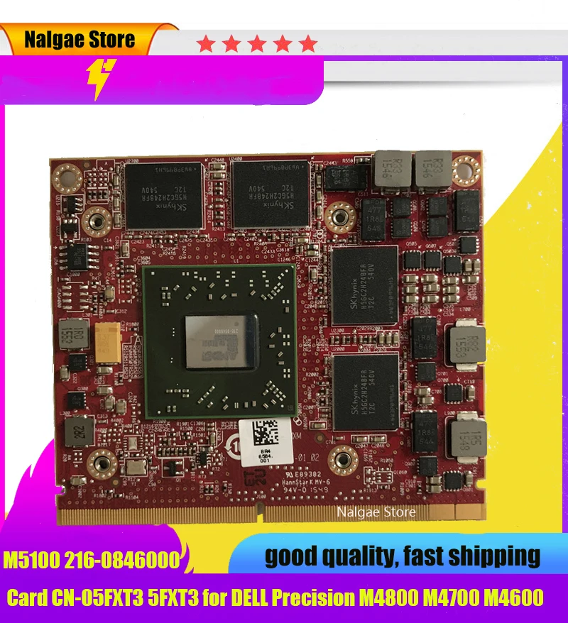 

For AMD FirePro M5100 Mobile Video card GPU 2GB GDDR5 For Dell Precision M4800 M4700 M4600 216-0848000 5FXT3