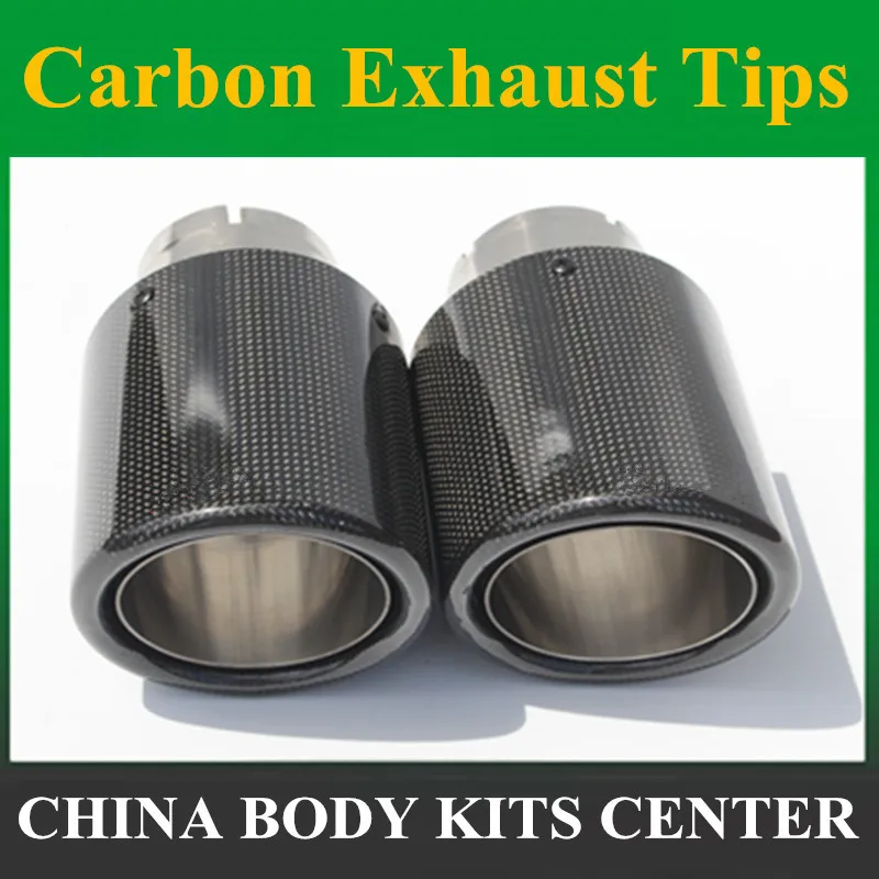 

2PCS 63mm Inlet 101mm Outlet Stainless Steel Carbon Fiber Exhaust Tip for VW AUDI BENZ BMW PORSCHE