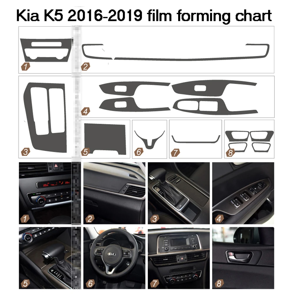 Car-Styling 5D Carbon Fiber Car Interior Center Console Color Change Molding Sticker Decals For Kia K5 2016-2019