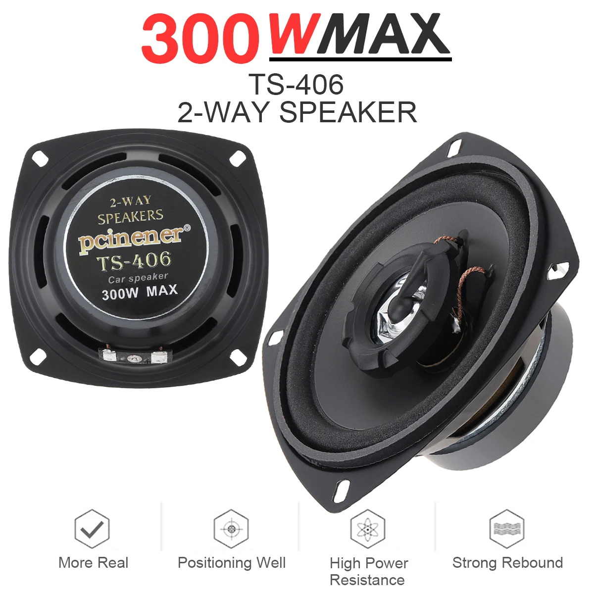 1 Pcs 4 Inch 300W 2-Way Car HiFi Coaxial Speaker Vehicle Door Auto Audio Music Stereo Full Range Frequency Speakers for Car