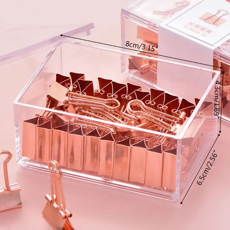25ピース/箱ローズゴールドバインダークリップメッセージチケットペーパークリップホルダーオーガナイザーツール