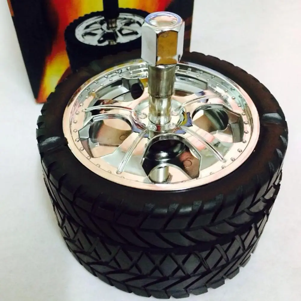 Creative Car Tires Cigarette Ash Cylinder Press Rotary Fashion Decoration Car Ashtray Cigar Ashtray Ash Tray Ashtrays With Lids