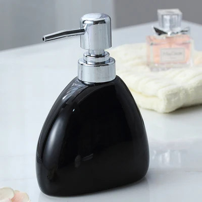 320 ml keramische emulsie dispenser wit zwarte fles hotel douchegel handdesinfecterend fles met bamboe lade voor keuken