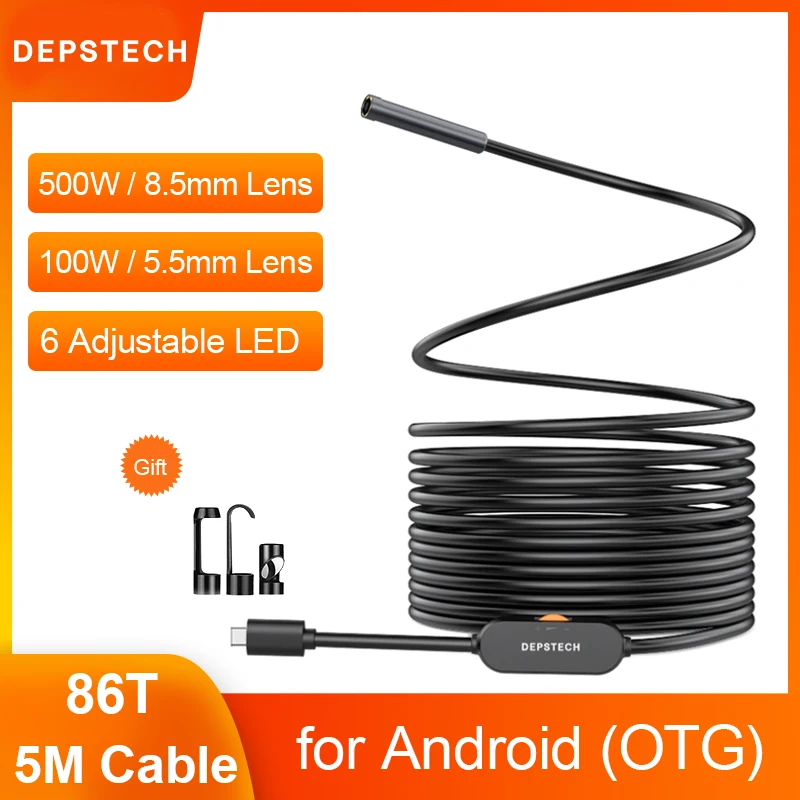 

DEPSTECH Endoscope Camera 1944P/720P HD USB Endoscope with 6 LED IP67 Waterproof Inspection Borescope for Android OTG PC