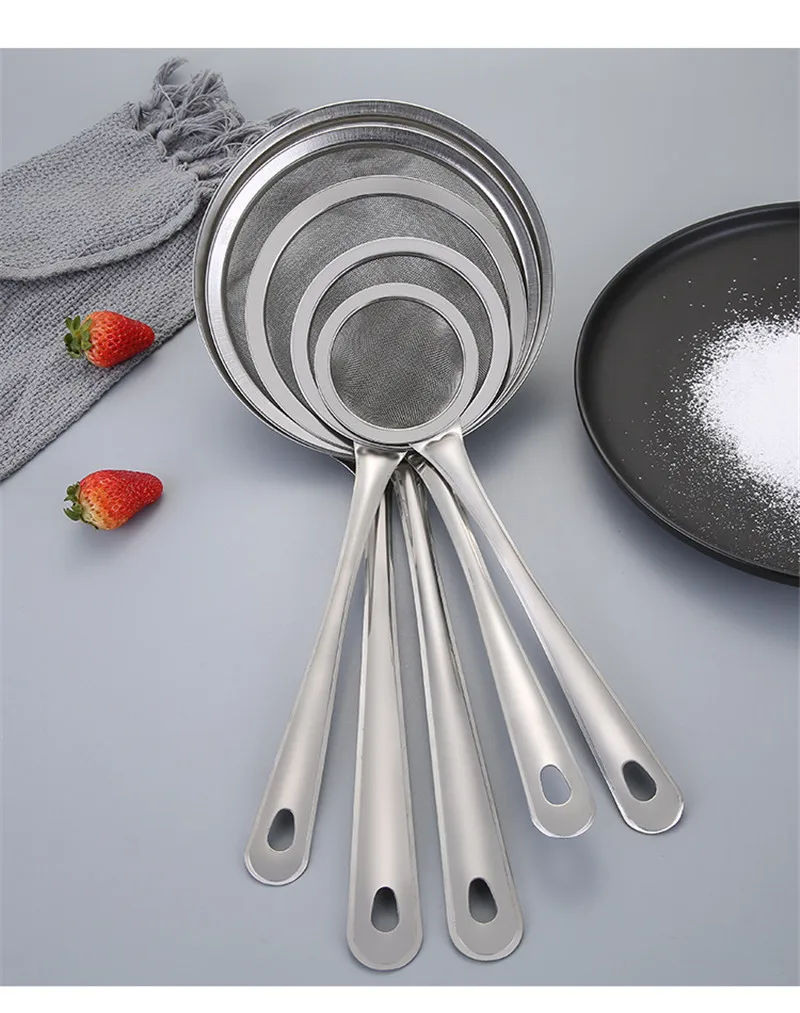 Stainless Steel Flour Sieve for Kitchen, Hand-held Flour Sieve Home, Round Sampling Sugar Sieve, Baking Tool, Quality 304, 2Pcs