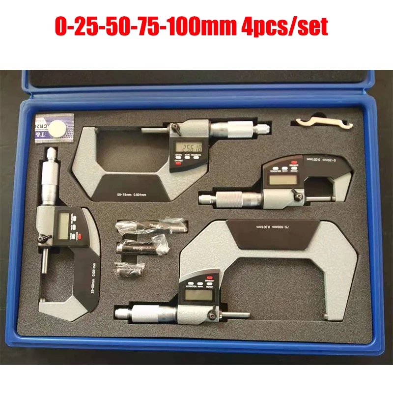 Elektroniczny mikrometr zewnętrzny 0-25mm 25-50mm 50-75mm 75-100mm 0.001mm cyfrowy mikrometr miernik mikrometr narzędzia pomiarowe