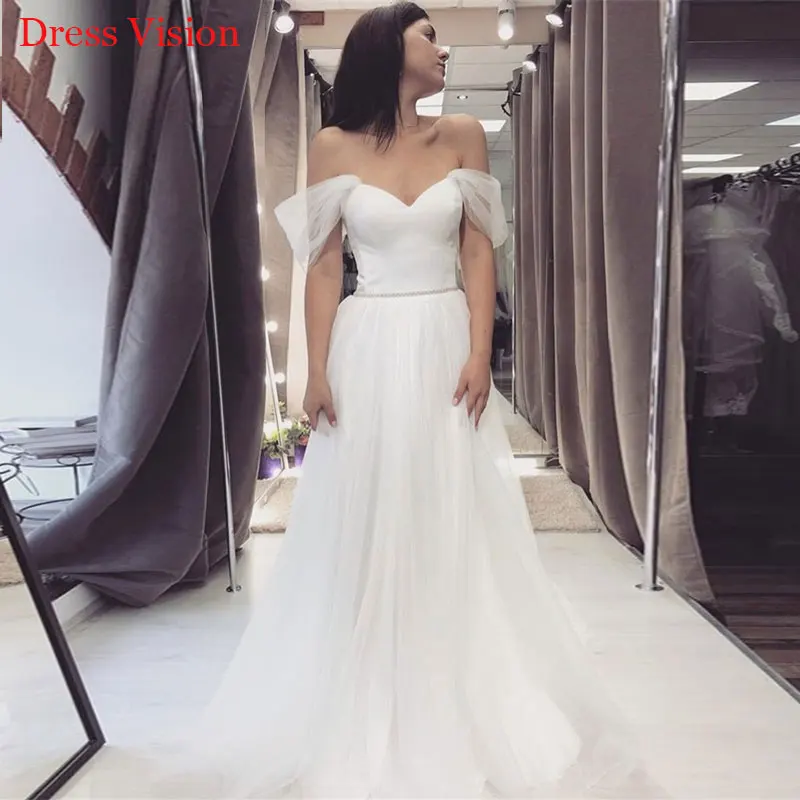 Nuovo stile Sexy scollo a v al largo della spalla abiti da sposa muslimah Robe De mariee Bride To Be Bride Gown Vestido De Novia