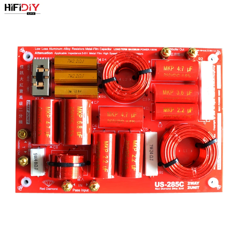 HIFIDIY LIVE US-285C 2 Way 2 speaker( tweeter + bass ) Unit HiFi HOME Speakers audio  Frequency Divider Crossover Filters