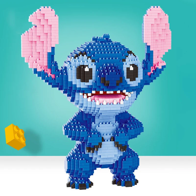 Disney Lilo Stitch Building Blocks DIY Figure Model Toys Children Bricks Montessori Color Shape Early Learning Stress Relief Aid