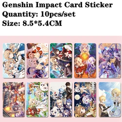 PCS10/Set Game Genshin Impact Cosplay Accessories Project DIY Sticker Bus IC Bank Student Card Sticker Keqing Amber QiQi Zhongli