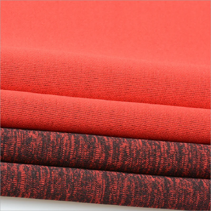 

Health Cloth Stretch Fabric Sports Sweater Ion Fancy Yarn Air Layer Thickening Knitted Sports Casual Wear Fabric 4 Yards Red