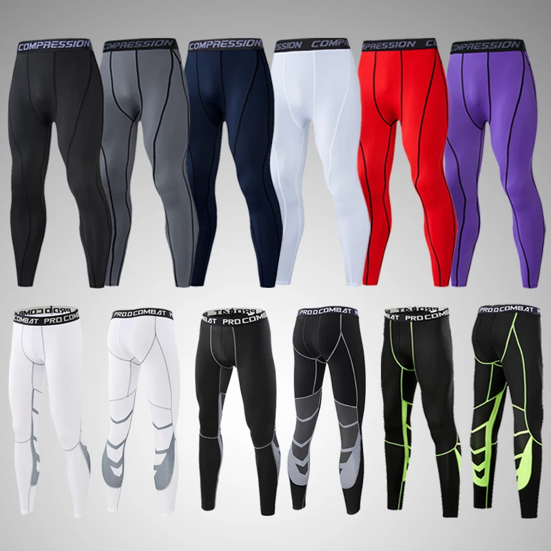 Men\'s Compression Pants Cycling Running Basketball Soccer Elasticity Sweatpants Fitness Tights Legging Trousers Rash Guard Gym