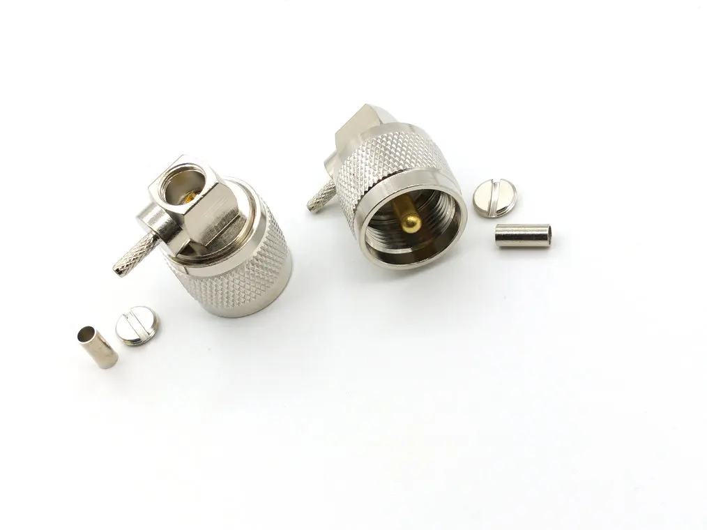 UHF CONNECTOR PL259 SO239 UHF Male 90 Degree Right Angle Crimp for RG316 RG174 RG179 LMR100 Cable RF Coaxial Adapter