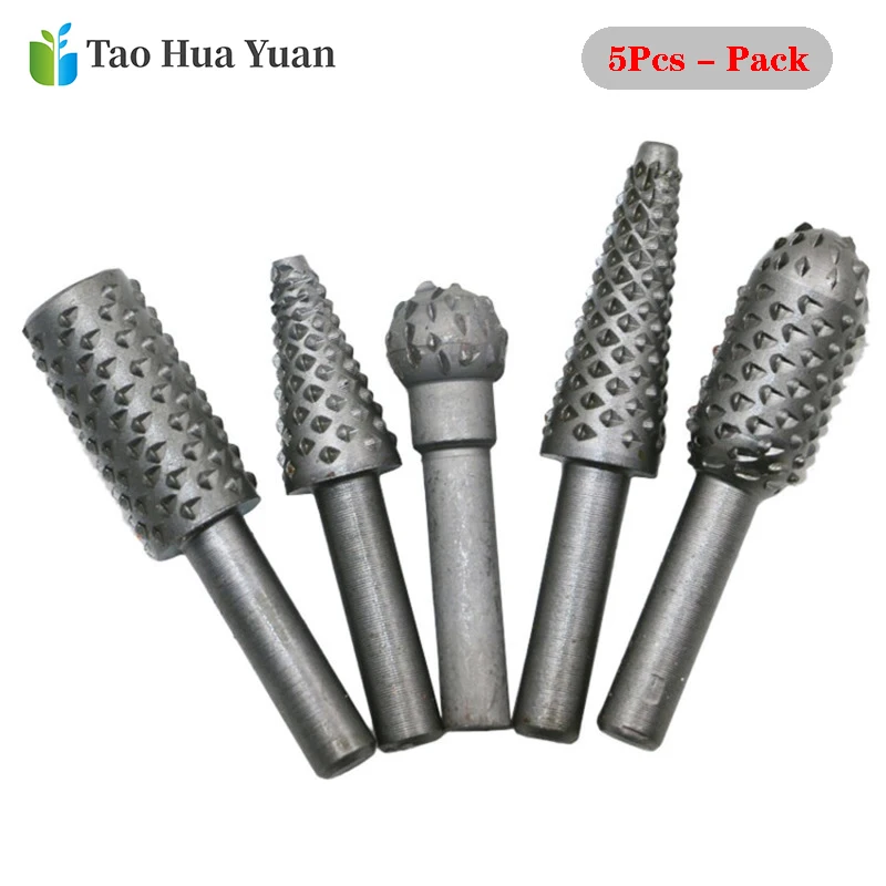 Hot Rotary Grater Steel File 5 Pieces Rotary Shank Craft Files Grater Cutters Wood Grinding Power Woodworking Hand Tool Set AA