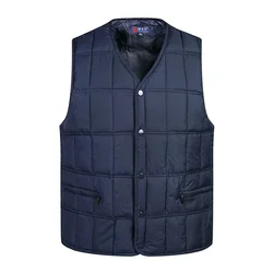 Cotton Solid Padded Vest For Men Winter Thick Warm Streetwear Parka Sleeveless Jacket Casual Button Male Travel Brand Waistcoat