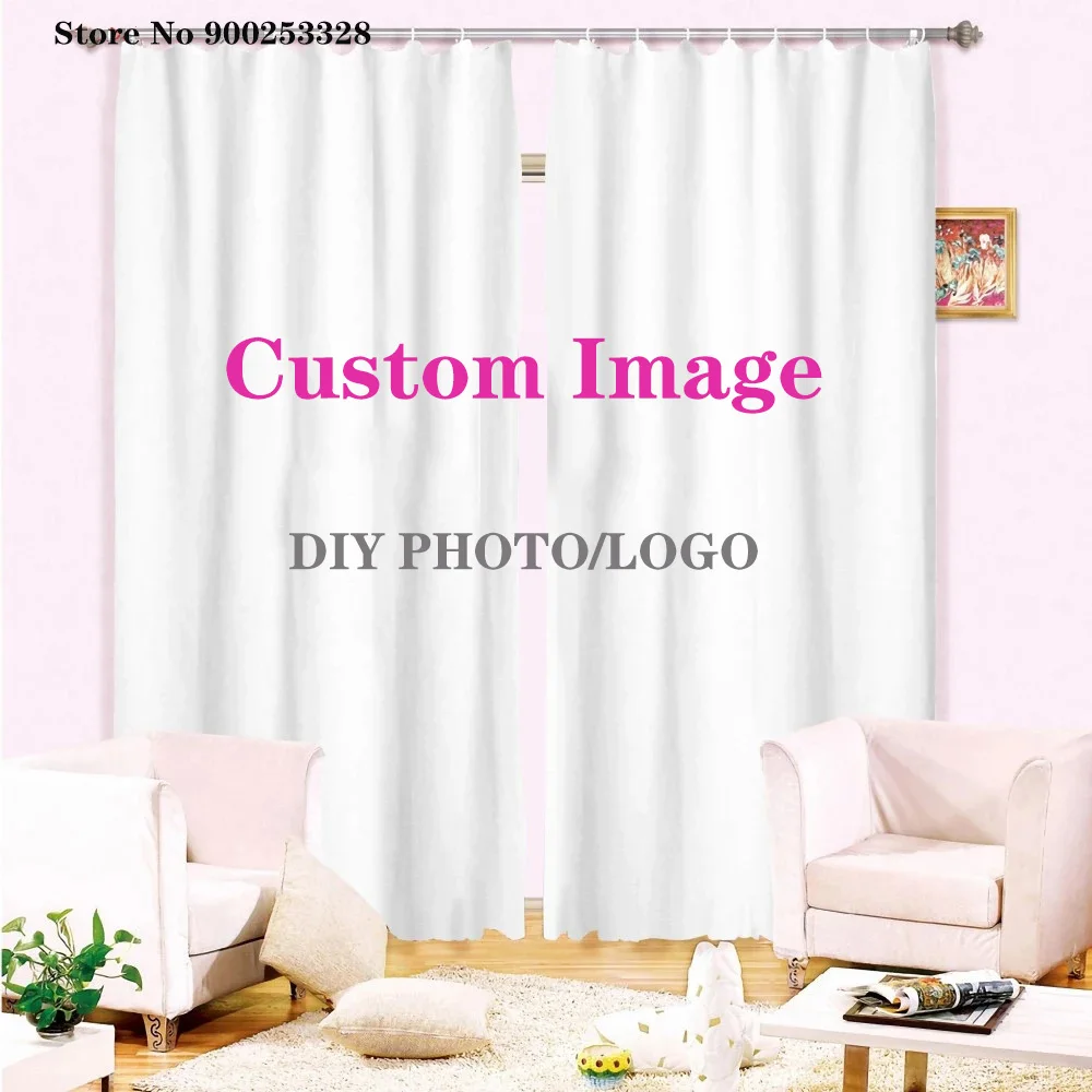 

Customized Blackout Window Curtains for Living Room DIY Logo Photo Curtains Home Decor Children Girls Gifts 2 Panels for Bedroom