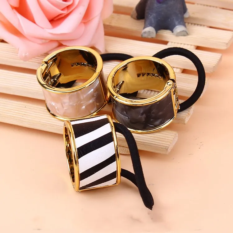 Fashion Women Simple alloy polished horsetail buckle Hair Rope Girls Hair Elastic Bands Hair Accessories