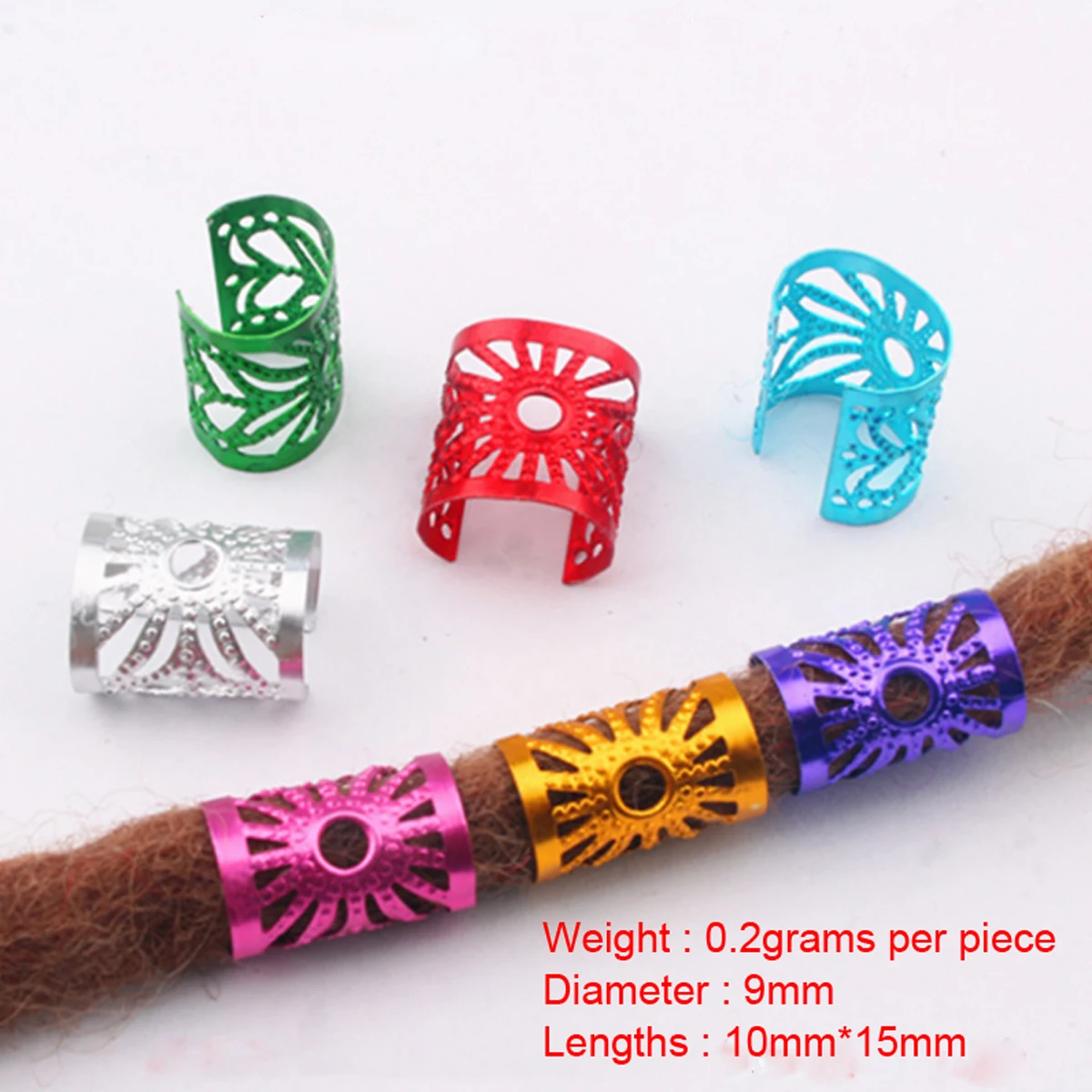 100PCS Hair Dread Braids Dreadlock Beads Adjustable Cuffs Clips Micro Rings For Girls Women Men Hair Accessories Wholesale