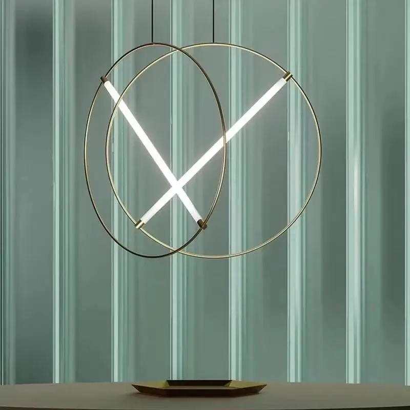 Postmodern Light Luxury Creative Circle Lamp Restaurant Living Room Hotel Clothing Shop Cafe Designer